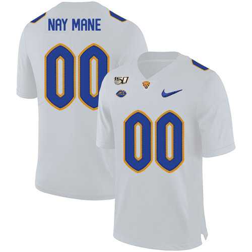 Men's Pittsburgh Panthers Customized White 150th Anniversary Patch Nike College Football Jersey-0